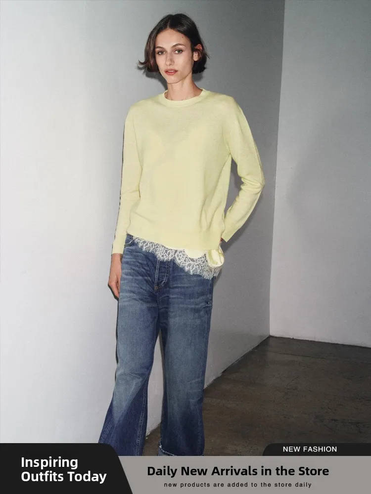 

New Arrival Women's Knitted Sweater Casual Sle Long Sve Crew Ne Pullover Faionable Autumn Collection for Teen Girls