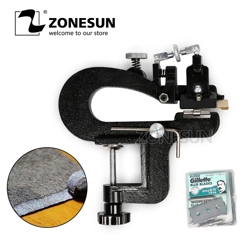 Zonesun Manual Leather Craft Paring Machine Edge Skiving Hand Leather Peeler Tool Leather Paring Device Edge Cut Splitter Skiver