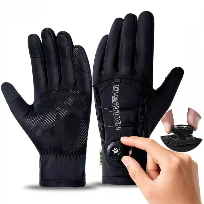 

Outdoor Waterproof Cycling Gloves Men Winter Sports Running Ski Screen Fleece Gloves Non-slip Warm Fingers