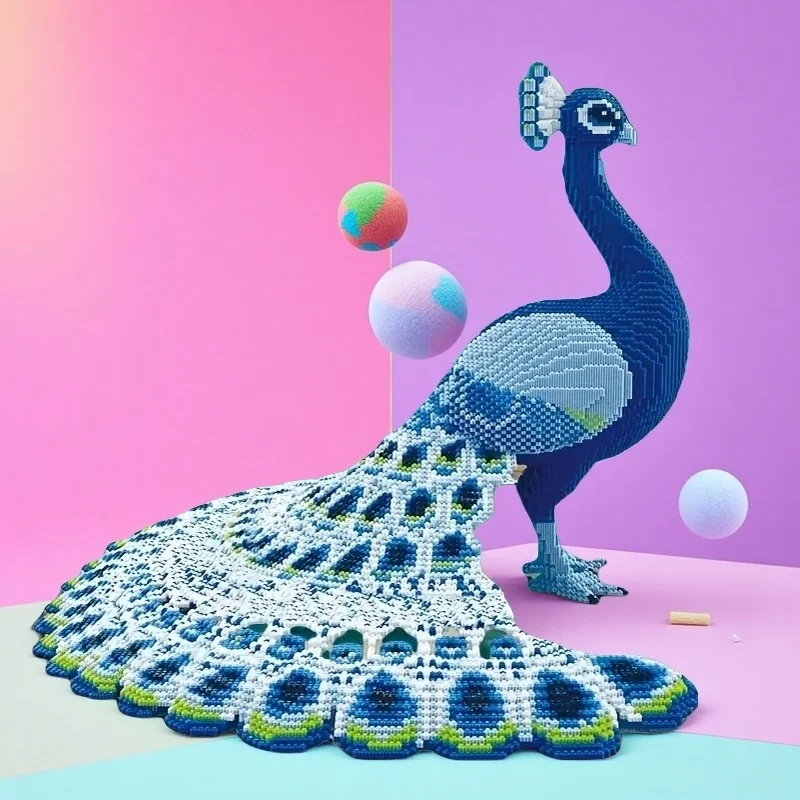 

5634-Piece Peacock Building Block Model Animal Creative Decoration Room Ornament Birthday/Halloween/Valentine's Day/Christmas Gift