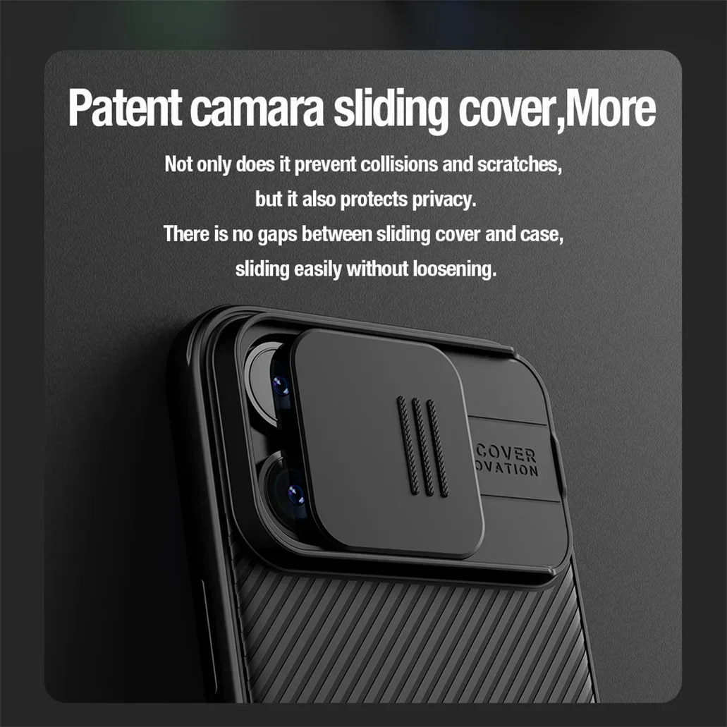 Nillkin CamShield Pro Case for iPhone 15 Plus, Slide Lens, Drop-resistant Bumper, Camera Protection, TPU+PC Airbag, Plain Cover