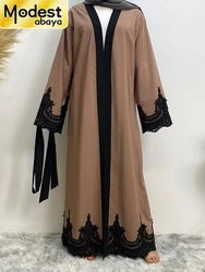 Skromna Abaya Ramadan Dubai Robe Femme Musulmane Turcja Kaftan Islamska odzież muzułmańska dla kobiet Kimono Caftan Marocain Kardigan