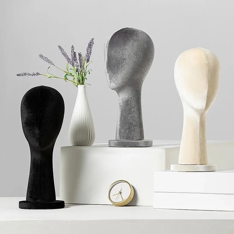Velvet Dummy Head Mannequin for Wig Hat Scarf Display Stand Model Head Form Prop for Window Table Showcase Colorful Head Mold