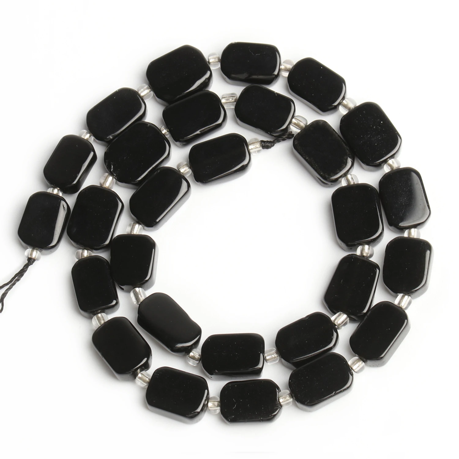 8x12mm Rectangle Shape Beads Natural Black Obsidian Stone Beads for Jewelry Making Diy Bracelet Necklace Beading Accessories