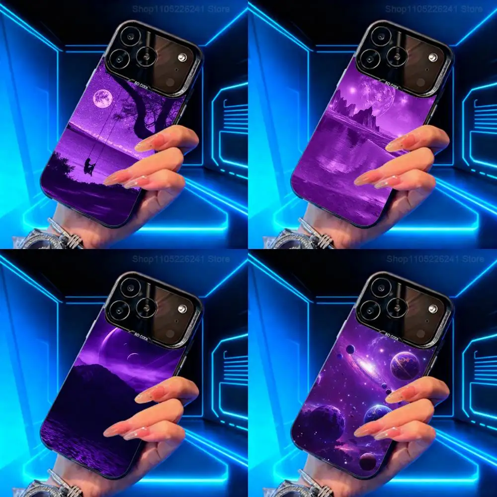 

Art Aesthetic Purple Phone For iPhone 14,17,13,12,11,16,15,Mini,Pro,SE,XS,MAX,Black Matte Silicone Cover Case