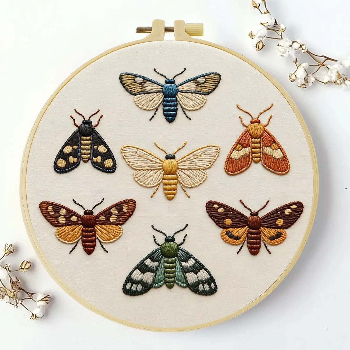 1 Stück 20X20CM/15X15CM 7,87/6,3 Zoll Insekten-Stickerei-Starter-Kit DIY-Kit DIY-Stickerei-Set für Anfänger – Detail 2