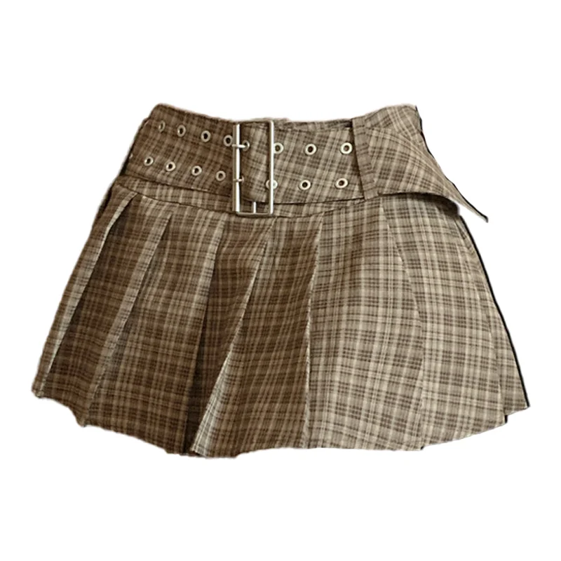 

Women's Grid A-line Mini Skirt Y2K Japanese Harajuku High Street Sexy 2000s Style Office College Retro 90s Skirt Clothing 2025