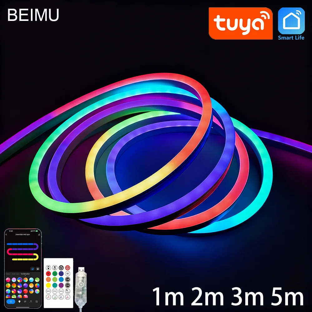 

BEIMU Светодиодные неоновые гирлянды WIFI Водонепроницаемые Синхронизация с музыкой Поддержка TUYA, Smart Life, Alexa, Google Assistant Для комнаты Спальни Домашней вечеринки Декоративного освещения