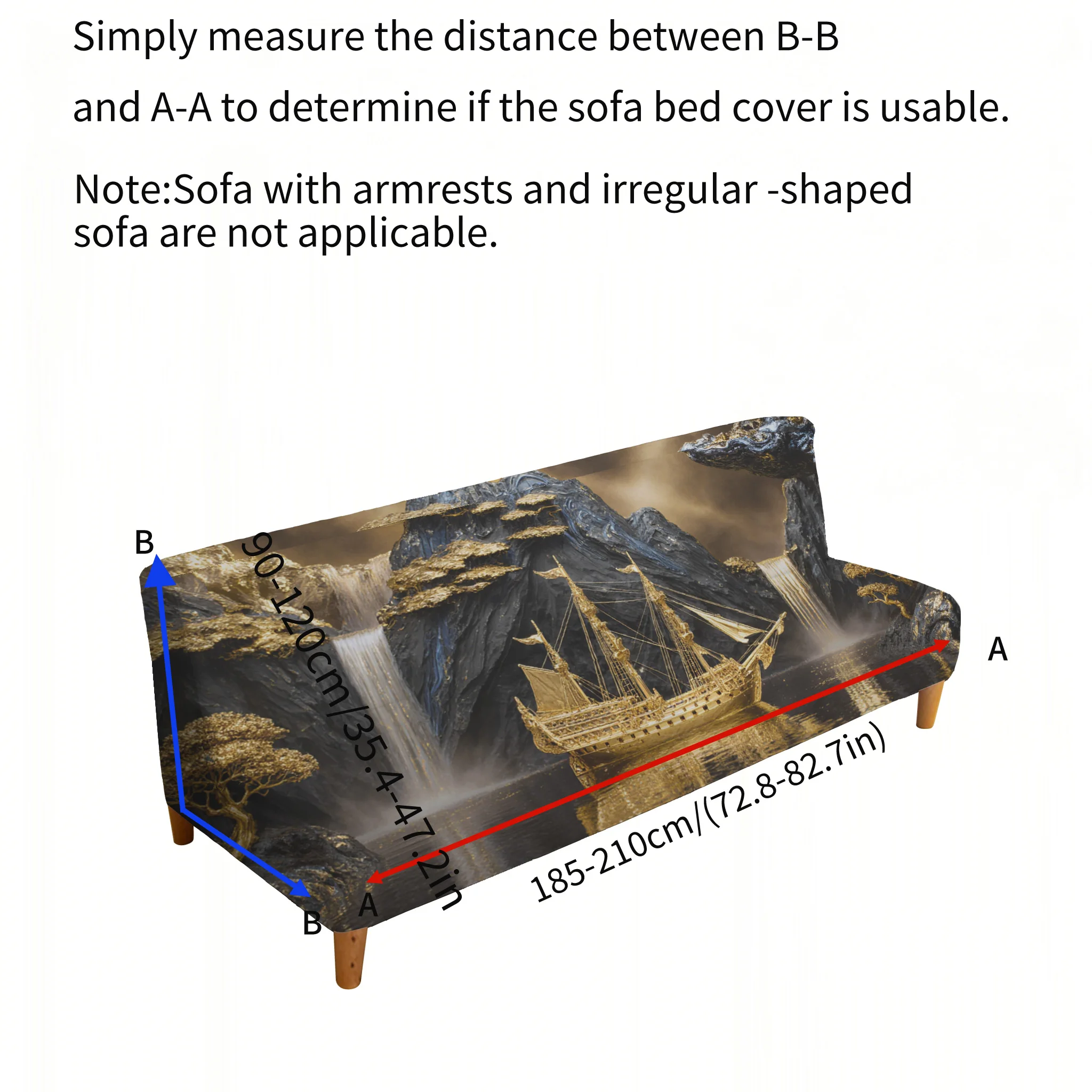 Sailing water makes money elastic sofa bed cover, living room sofa bed cover, dustproof washable sofa bed cover