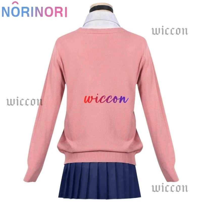 Momo Ayase Cosplay Costume Wig Anime Dandadan Cosplay School JK Uniform Earrings Pink Sweater Skirt Halloween Party Women image 5