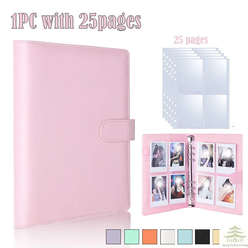 A5 Kpop Photocard Binder with 25 Pages 4-Pocket Card Collector Album with 200 Card Slots PU Leather Cover Organizing Cards