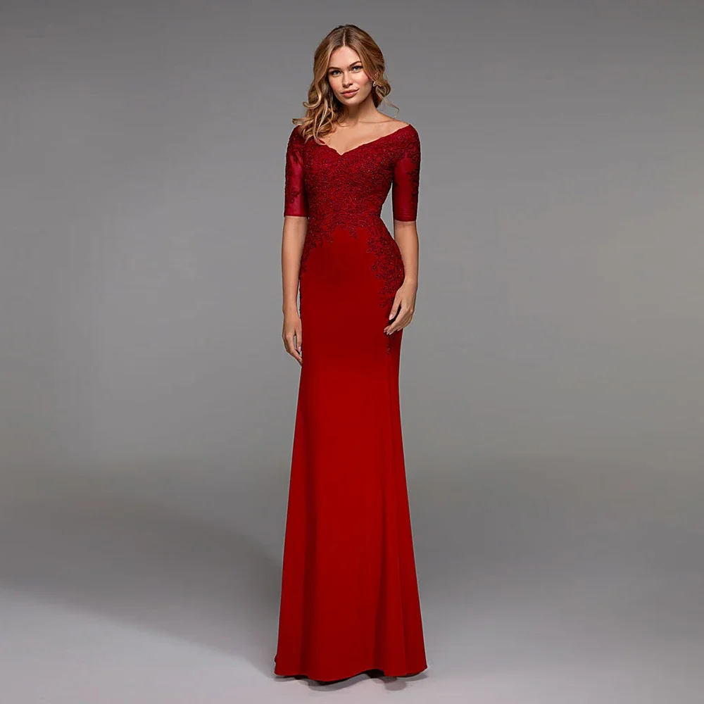 

Вечерние платья по индивидуальному заказу с v-образным вырезом и кружевной аппликацией, вечернее платье русалки для выпускного вечера, простое вечернее платье длиной до пола с открытой спиной и блестками