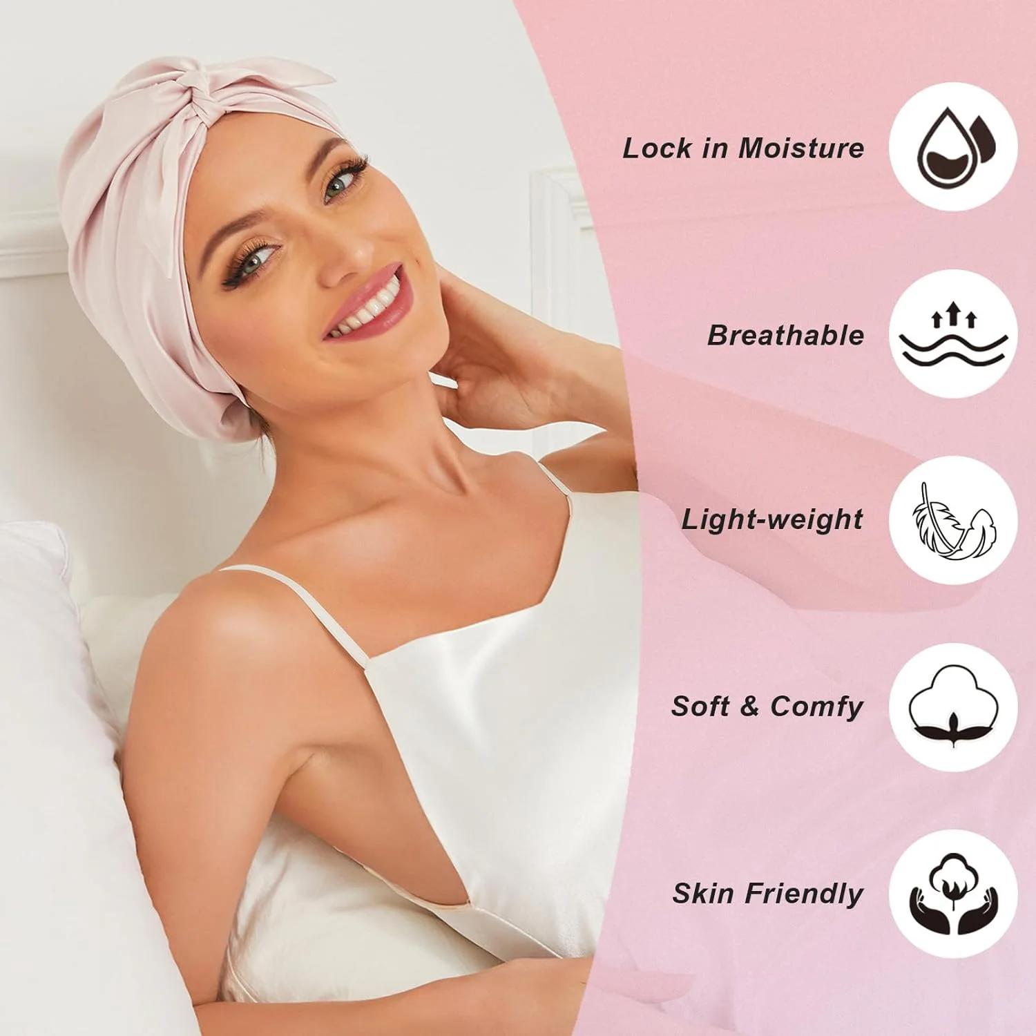 Fashion Mulberry Silk Bonnet Hat Scruchies Set Solid Color Silk Turban Hat for Women Soft Sleeping Night Cap India Hat Satin Cap