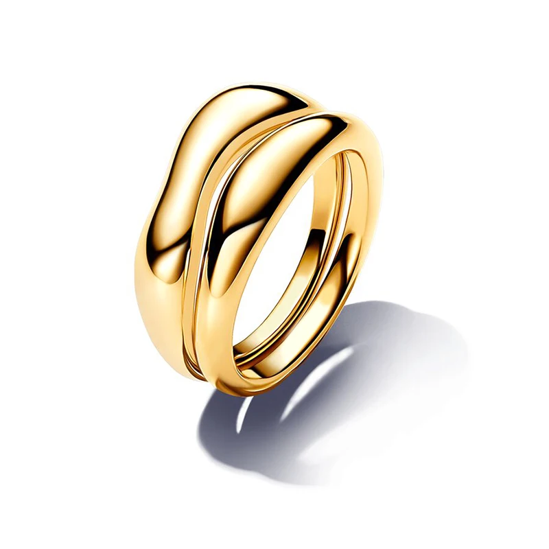 2024 New 18K Gold Plated 925 Silver Ring Two-tone Entwined Bands Ring Shaped Heart Ring Women Finger Ring Fine Women Jewelry