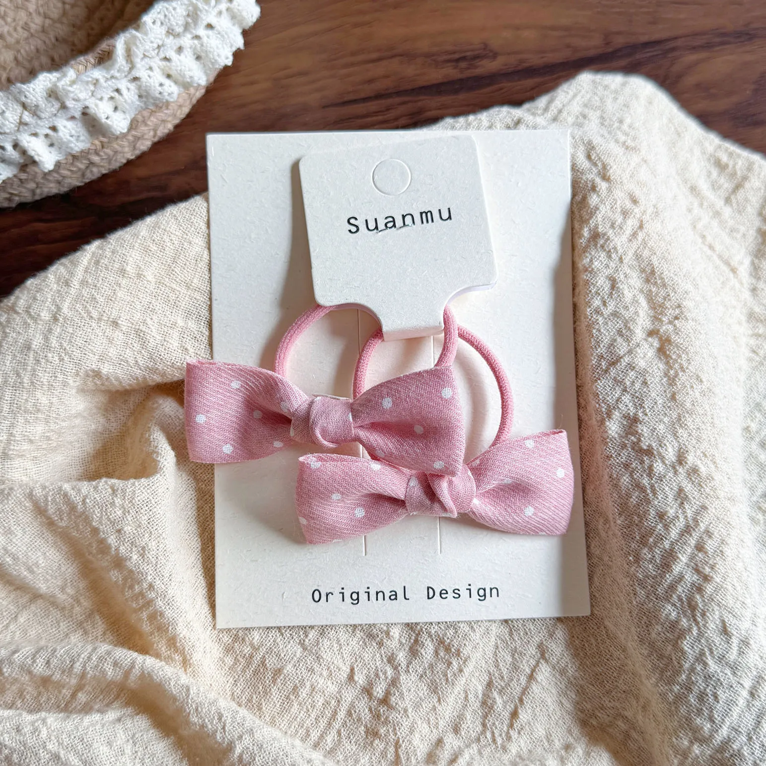 2 Stück Rosa Bestickte Schleife Baby Haarspangen Mädchen Organza BB Haarklammern Kinder Elastische Haarbänder Gepunktete Haarnadeln Kinder Haaraccessoires – Detail 4