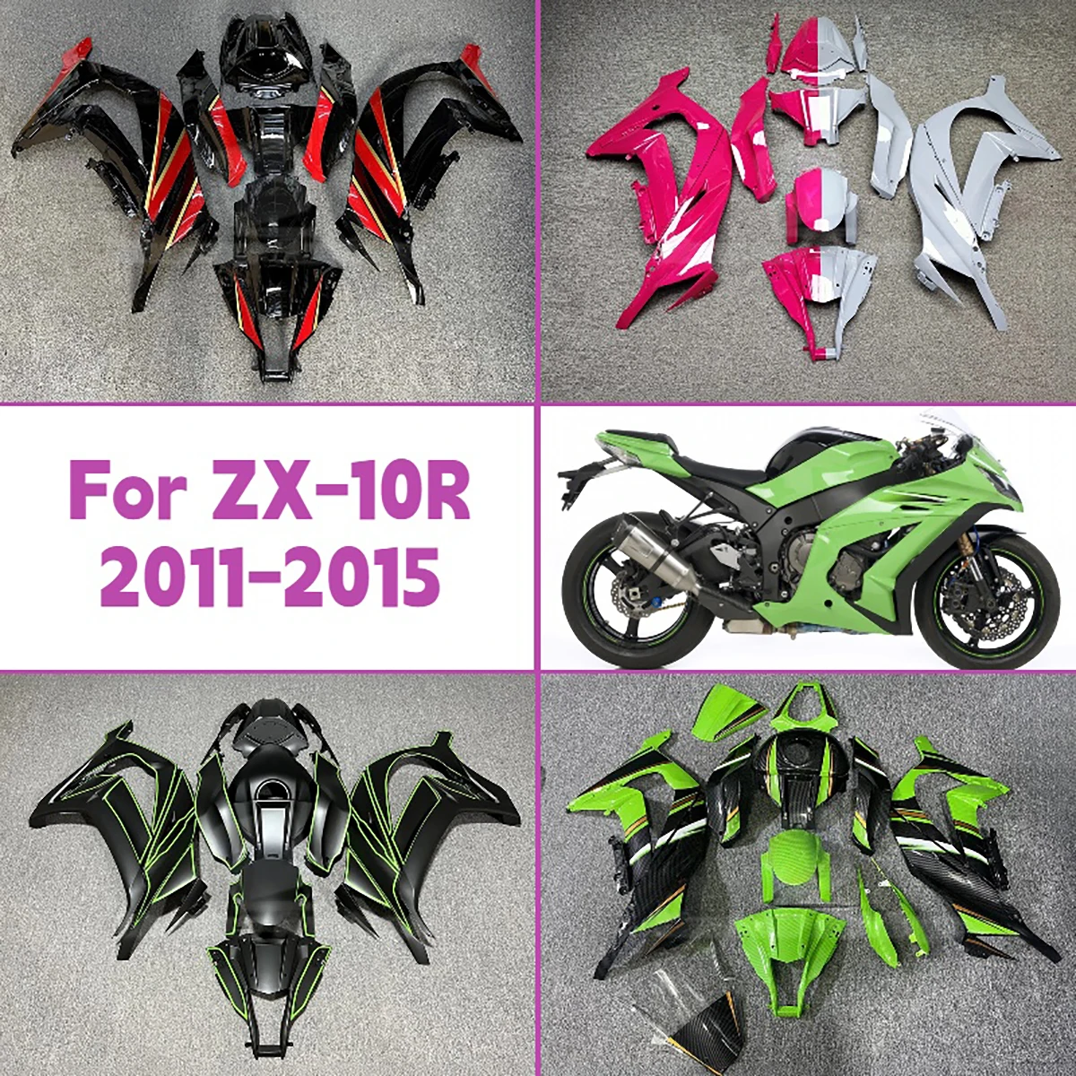 2011-2015 ZX 10R Aftermarket ABS Injection Kit Body Work Fairing Kit Fit For 11-15 Kawasaki ZX-10R Motorcycle Fairings
