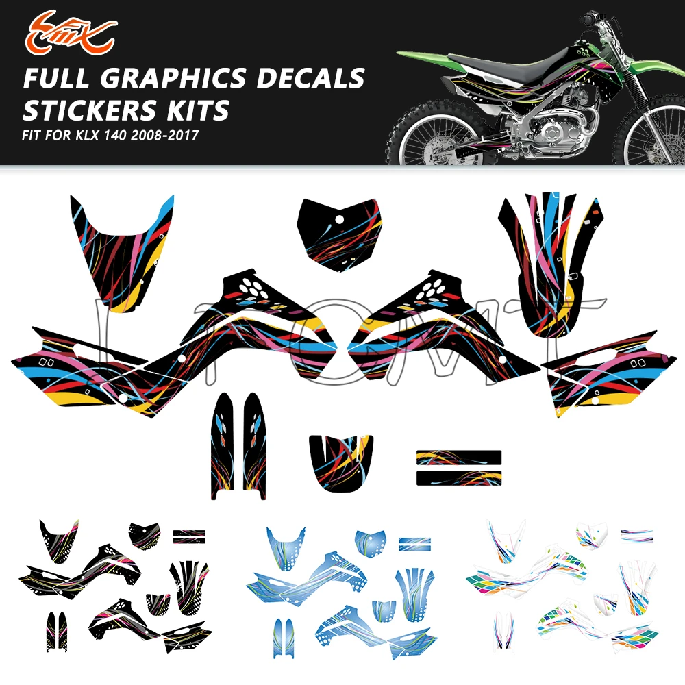 

Motorcycle Graphics Decals Stickers Background Fit for KAWASAKI KLX140 KLX 140 2008 2009 2010 2011 2012 2013 2014 2015 2016 2017