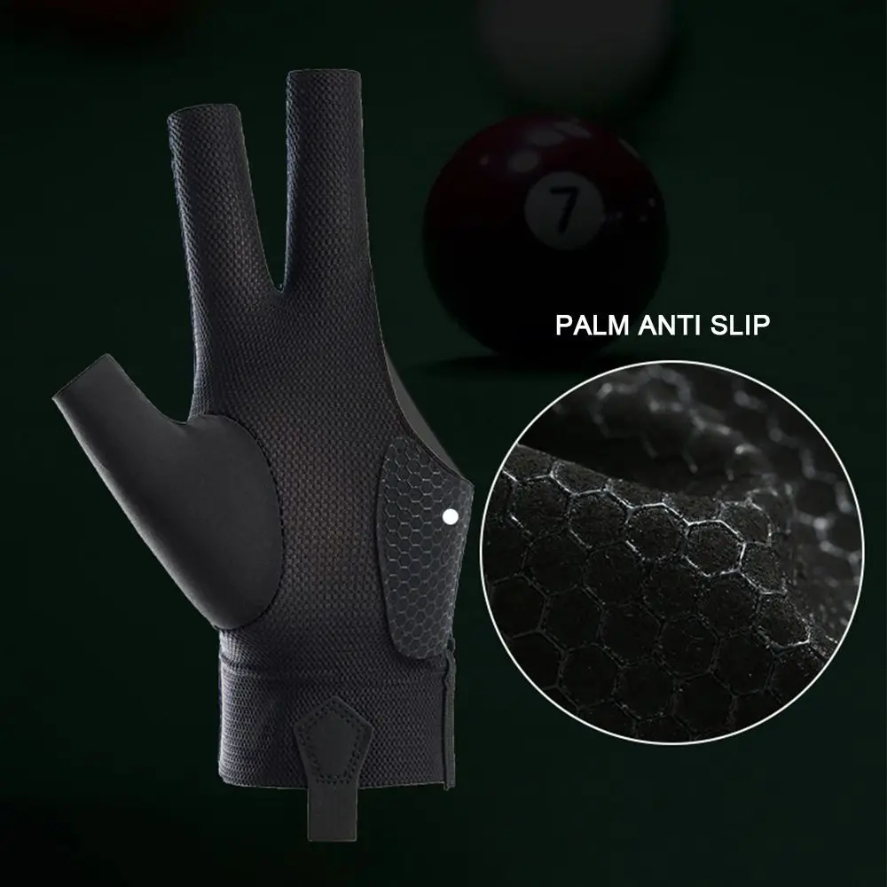 Left and Right Hand Billiards Glove Non Slip Elastic Three Fingers Glove Breathable Snooker Billiard Glove Fitness Accessories