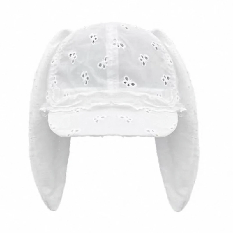 400A Adjustable 2000s Lace Baseball Hat with Long Rabbits Ear Design for Women and Teens Anime Sunproof Hat Street Headwear