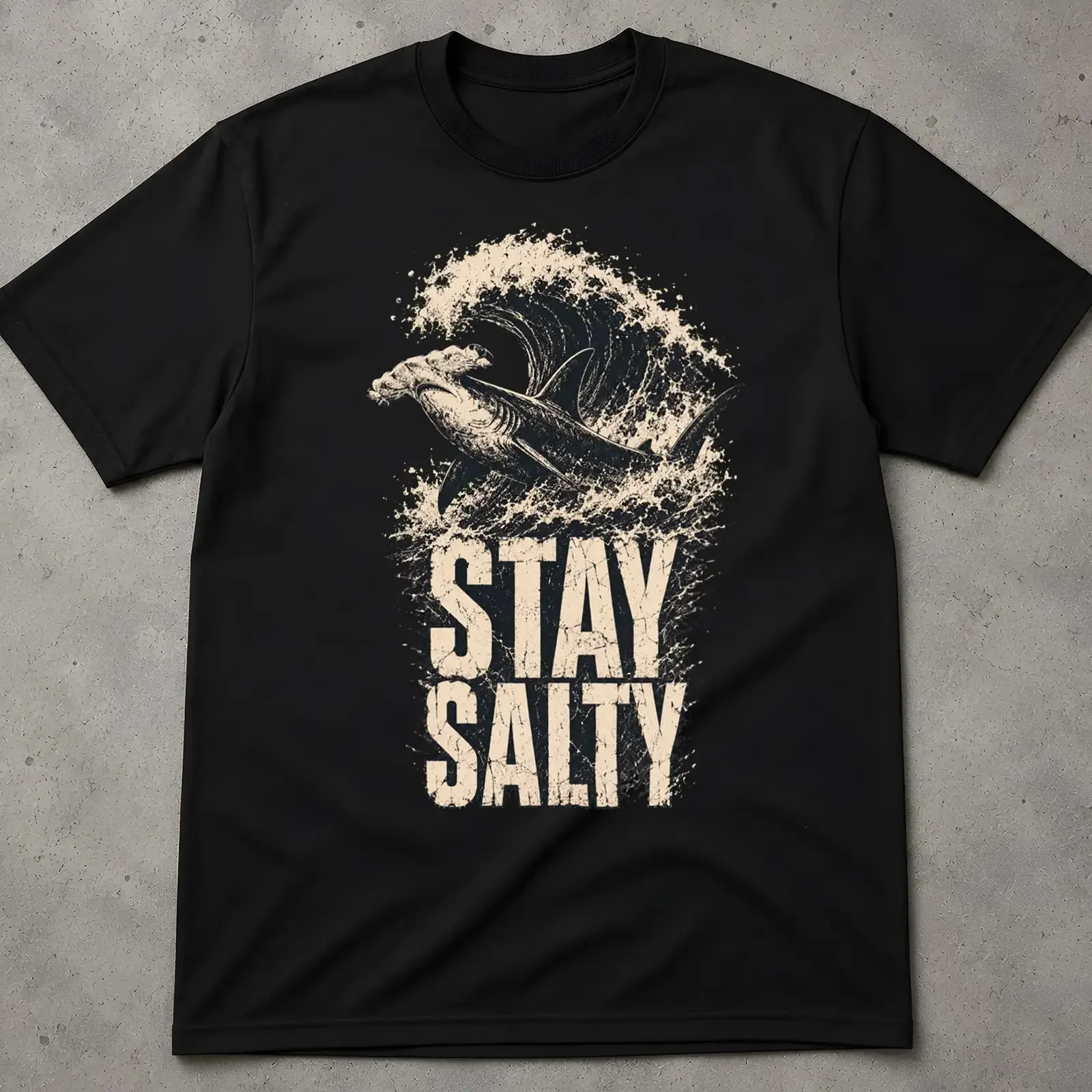 Stay Salty Vintage Hammerhead Shark T shirt 90s Marine Wildlife Ocean Beach for Lovers Summer Casual Top  vintage Washed Soft