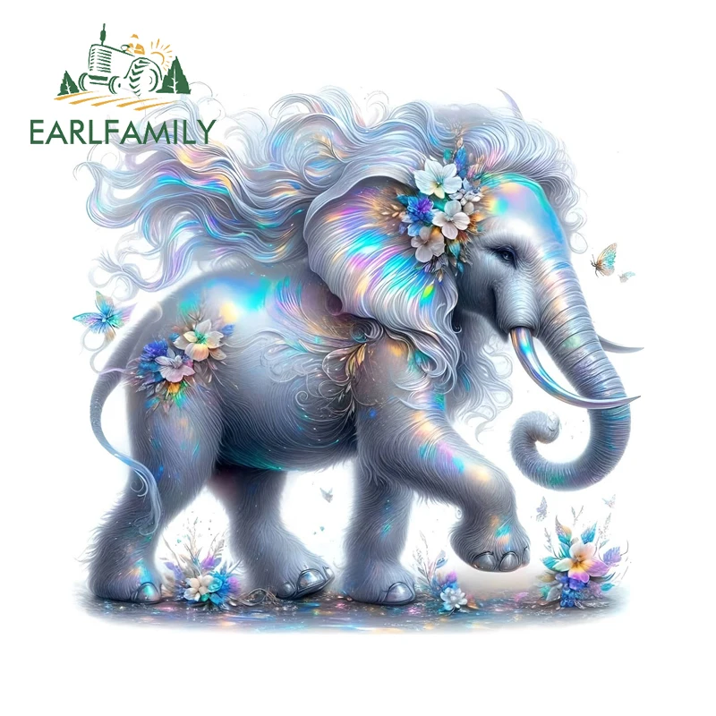 EARLFAMILY Delicate Elephant Graffiti Design Car Decals Attractive Toolbox Computer Case Decals Artistic Exterior Accessories