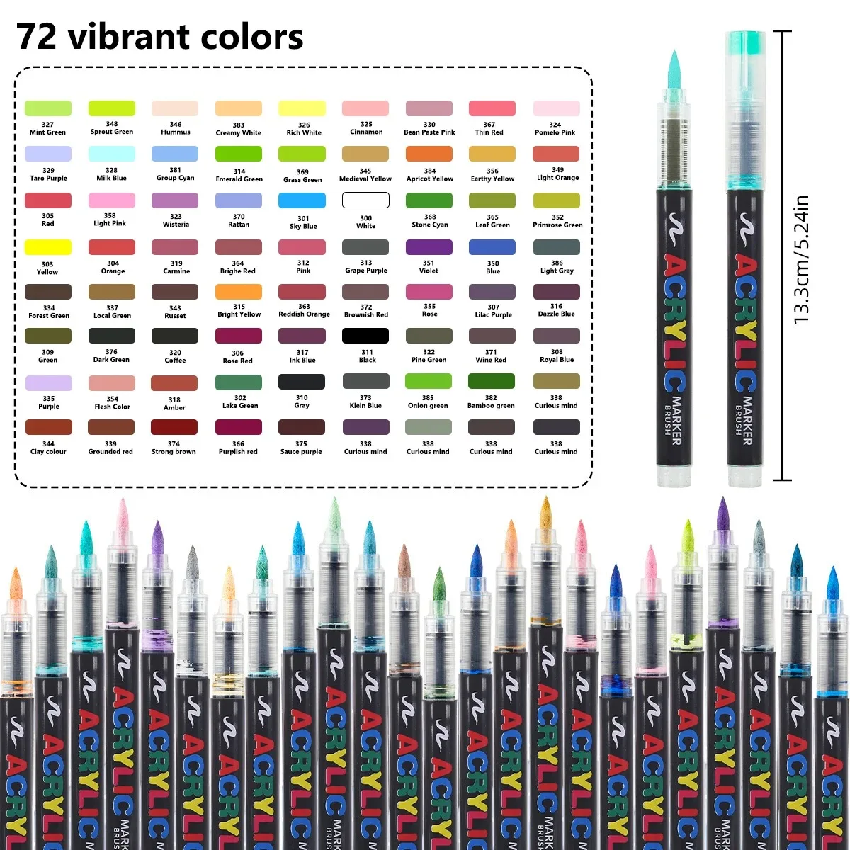 12-366 kleuren acrylmarker set waterdichte acryl penseelmarker professionele acrylverfmarker doe-het-zelf kunstbenodigdheden