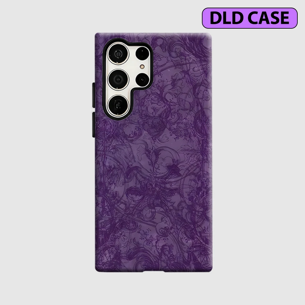 Purple Baroque Swirls Phone Case for Samsung Galaxy S26 S25 Ultra S24 S23 Ultra Plus Shockproof Double Layer Tough Back Cover