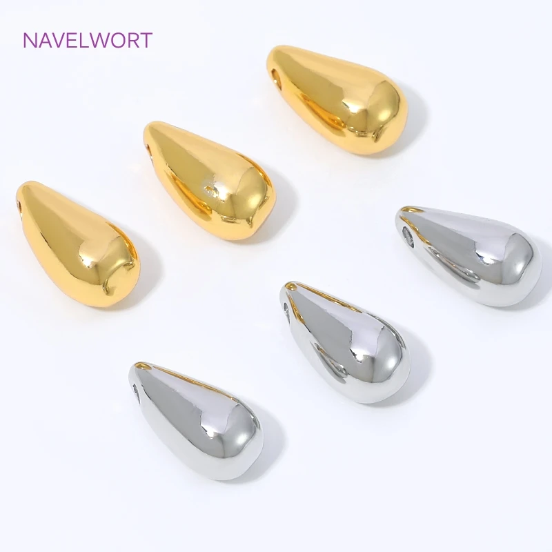 18K Gold Plated Brass Water Droplet Pendants Tail Beads,Decorative Pendants For Jewelry,DIY Earring Necklace Making Findings - view 2