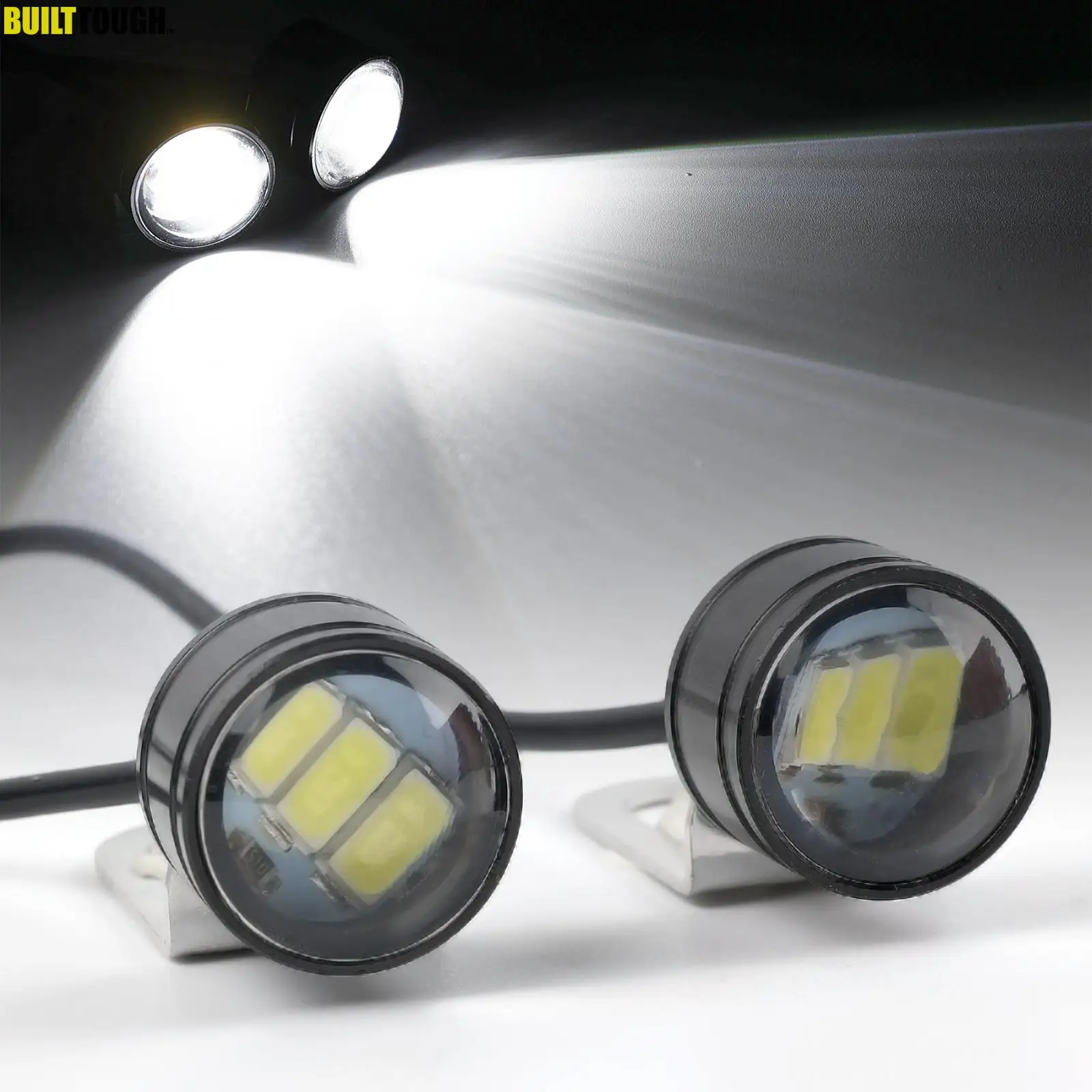 Pair Eagle Eye Fog Light Mirror Light Aluminum Projector Lamp Driving Running Light White Decor Hawkeye Spotlight 12V Motorcycle