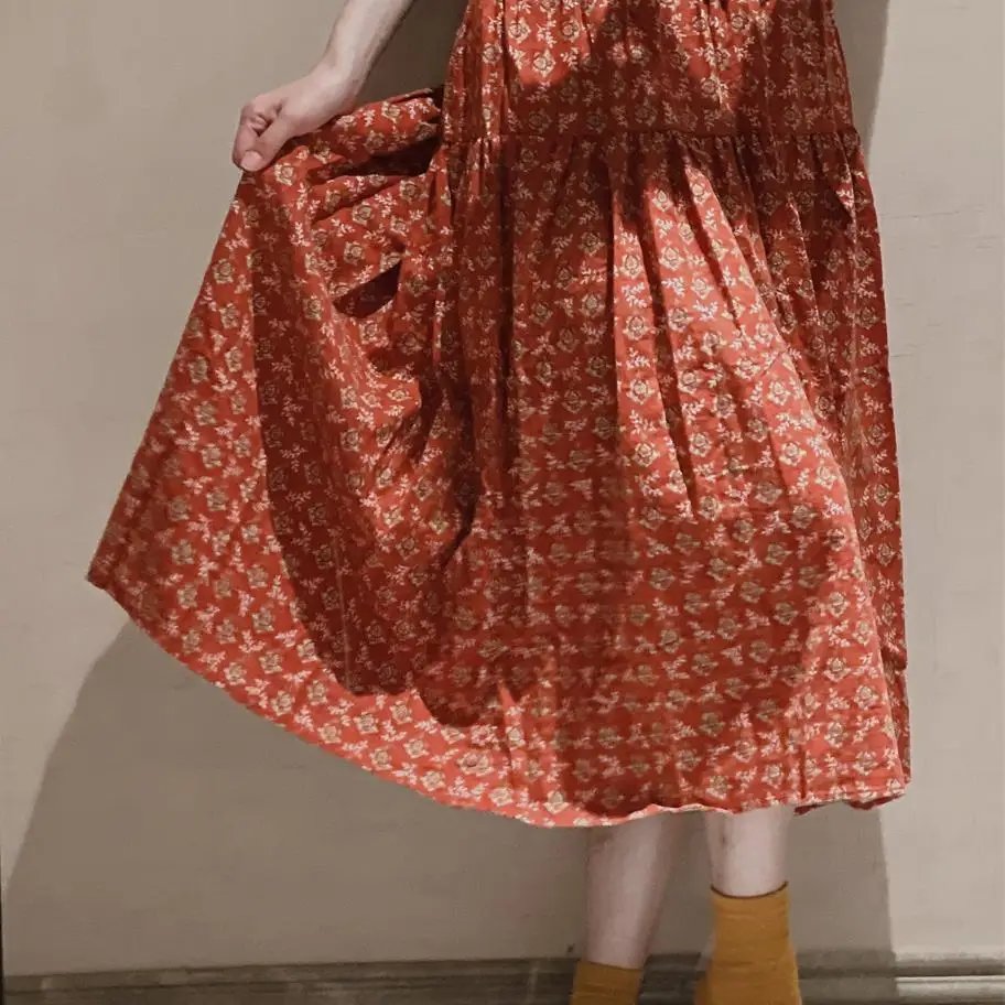 

Новая китайская юбка с внутренней подкладкой из эластичной ткани, белая, с цветочным принтом, из чистого хлопка, в стиле пэчворк