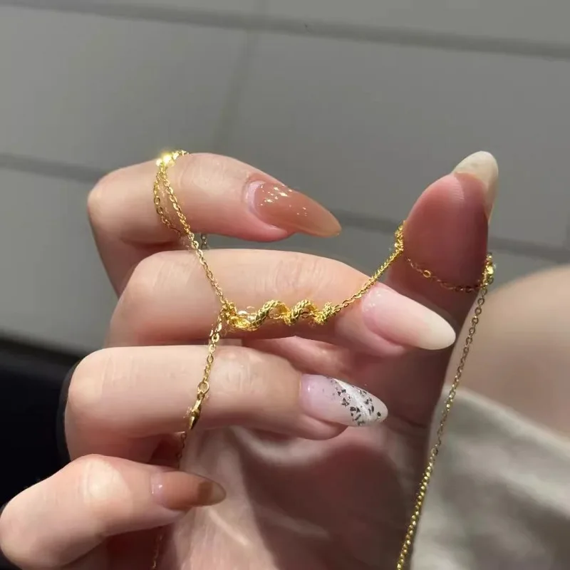 Four awning star winding spirit snake necklace female tassel light luxury senior sense all build snake collarbone chain
