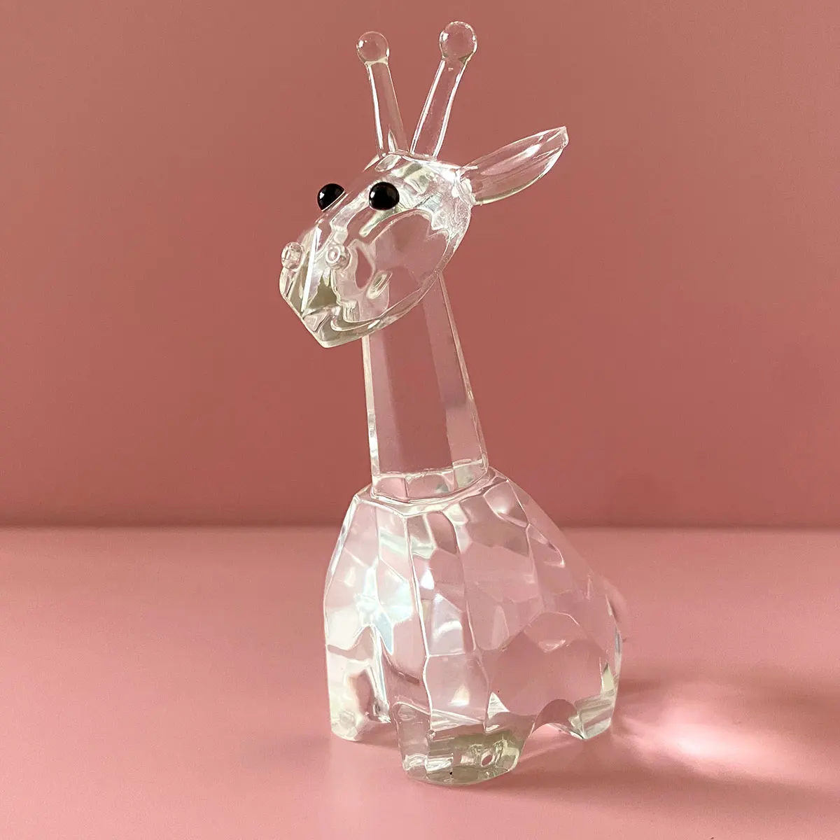 Crystal Deer Figurine Clear Glass Giraffe Art Wild Animals Paperweight Collectible Christmas Gift Home Table Decor