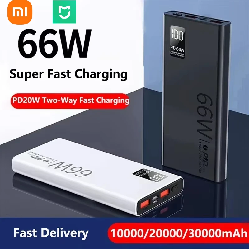 Xiaomi 30000mAh Power Bank 66W Super Fast Charging For iPhone 15 14 Huawei P50 Xiaomi Samsung PD 20W External Battery Powerbank