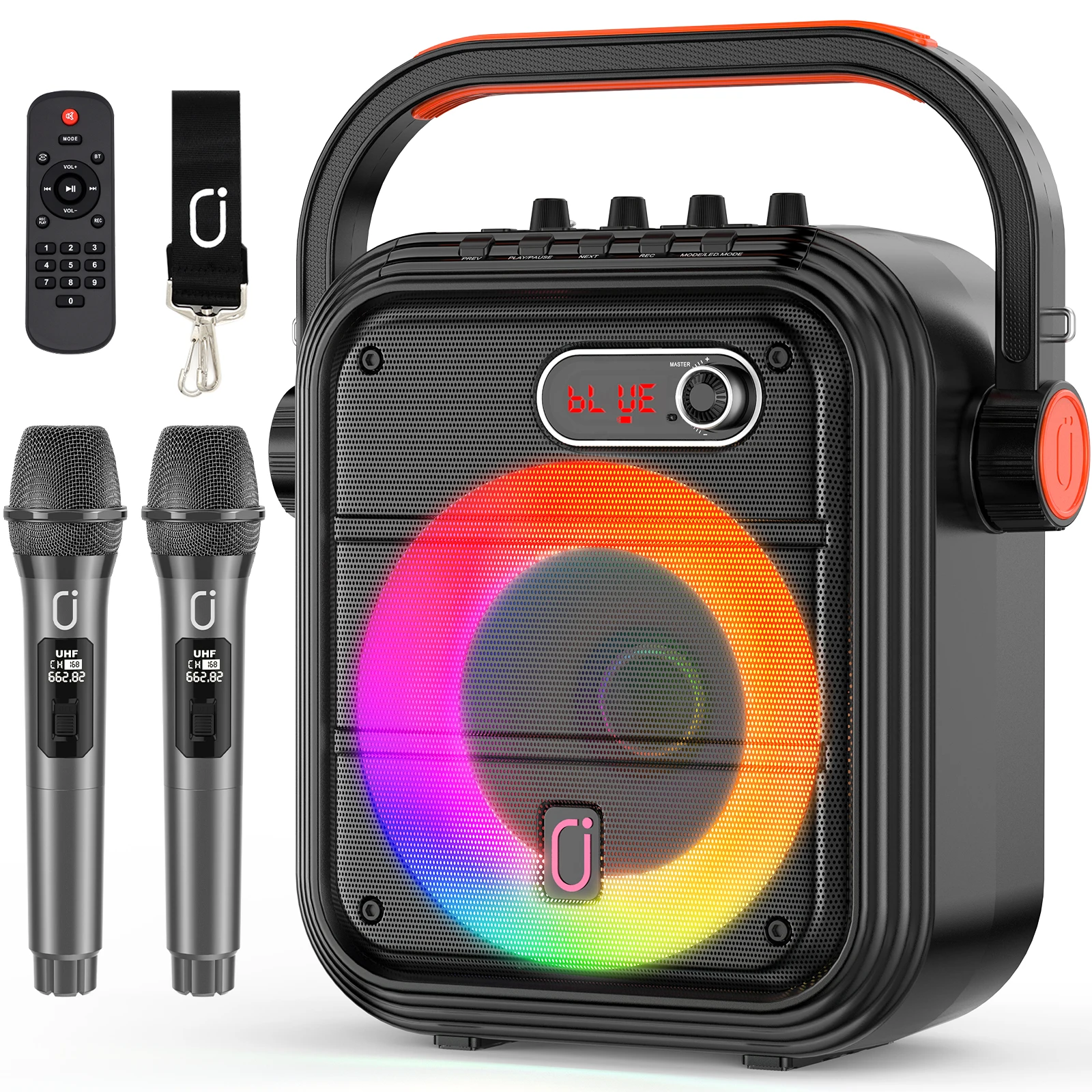 

FanFun 66Pro Portable BT Speaker With 2 Wireless Microphones, Karaoke Machine With DJ Light, Perfect Gift For Christmas