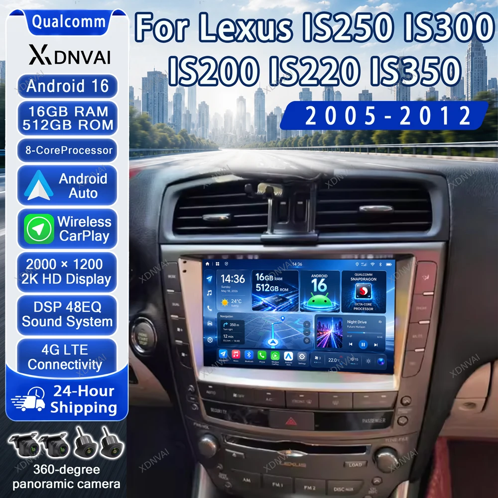 Android 16 Multimedia For Lexus IS250 IS300 IS200 IS220 IS350 2005 - 2012 Video Player Car Radio Autoradio Audio Auto Navigation