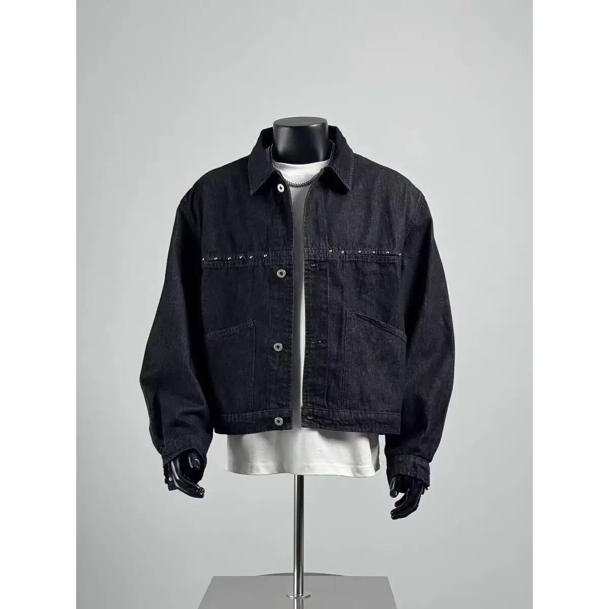 Chaqueta Vaquera Gruesa con Cierre Metálico, Estilo Casual, Otoño, Retro, Moderna, Holgada, Juvenil, Abrigo Informal