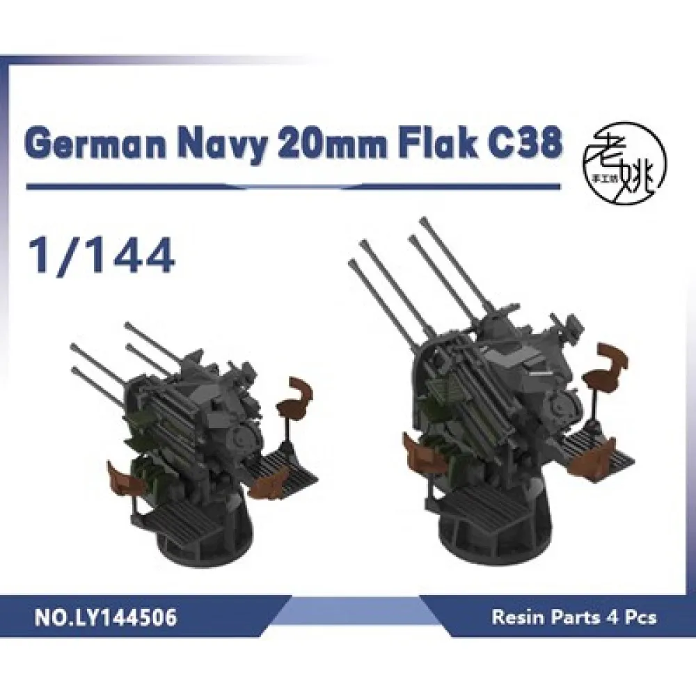 Yao\'s Studio LY506 1/120 1/144 1/200 1/350 3D Printed Resin Model Kit German Navy 20mm Flak C38 4 pcs