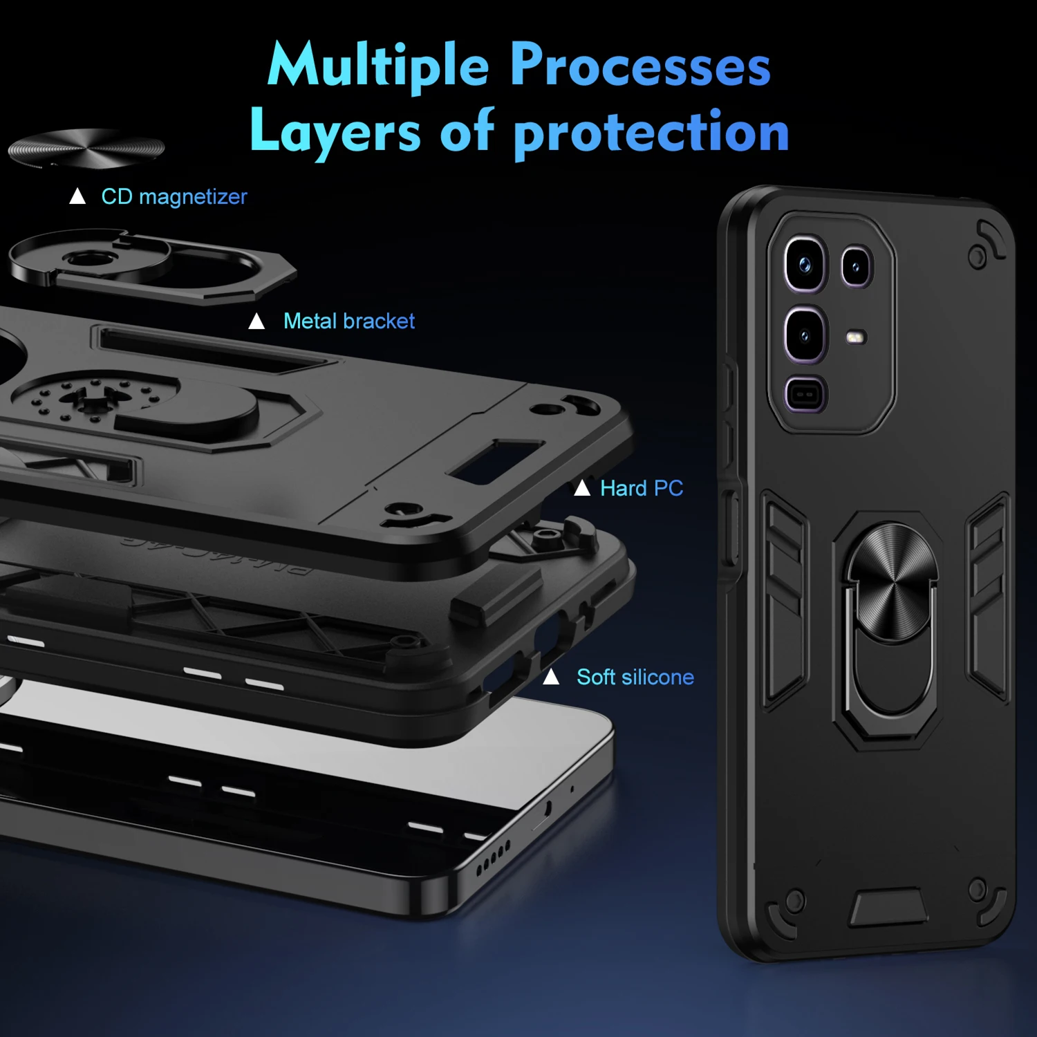 Capa de grau militar para infinix note 50 pro 4g pro + plus 50x 50s 5g capa protetora à prova de choque anel suporte fundas coque