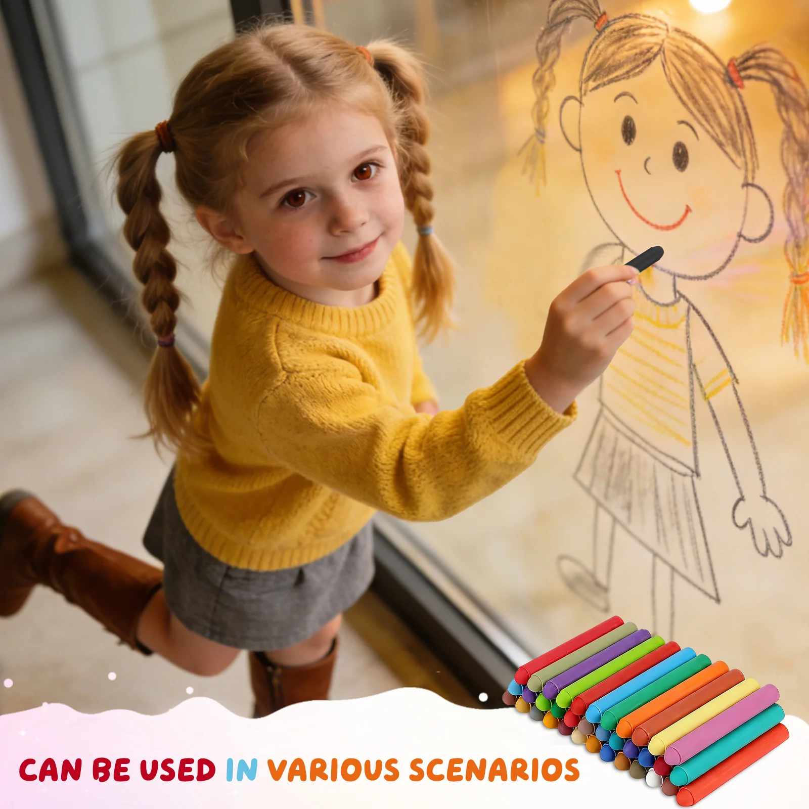 48 Stück staubfreie, wasserlösliche Kreiden, leicht abwischbar, sicher für Kinderhände, ideal für Klassenzimmer, Zuhause, Kunsthandwerk, Zeichentafel