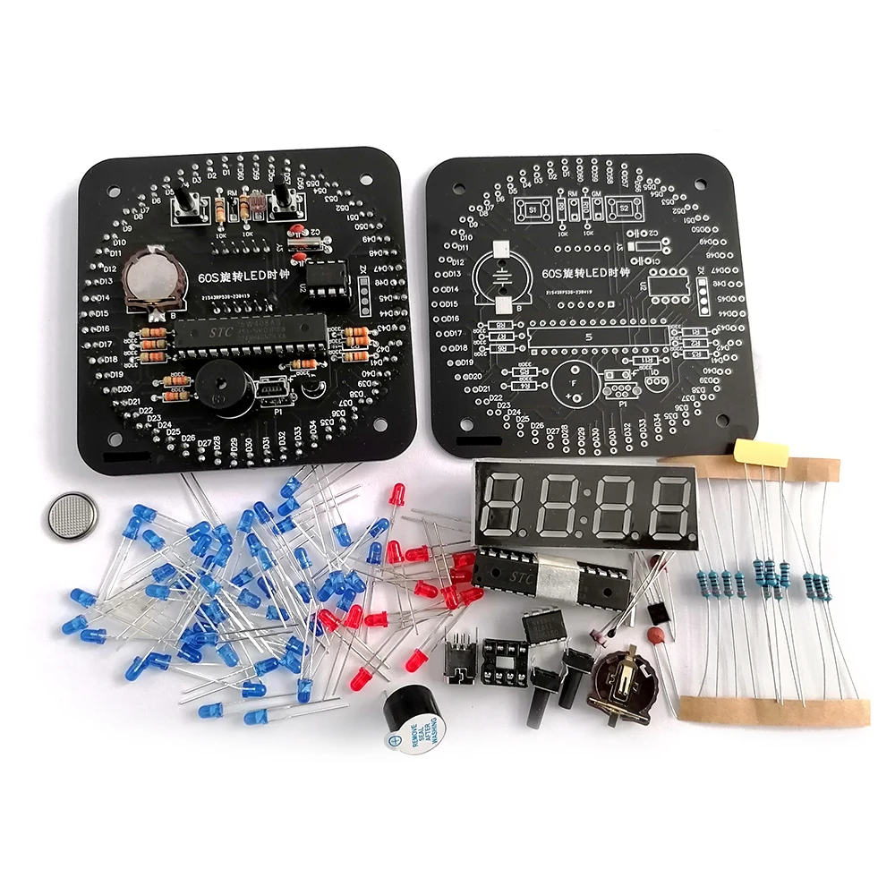 Digital DIY Electronic Clock Kit Light Control Rotation Digital LED Temperature & Time Display Tool Kits with case DS1302