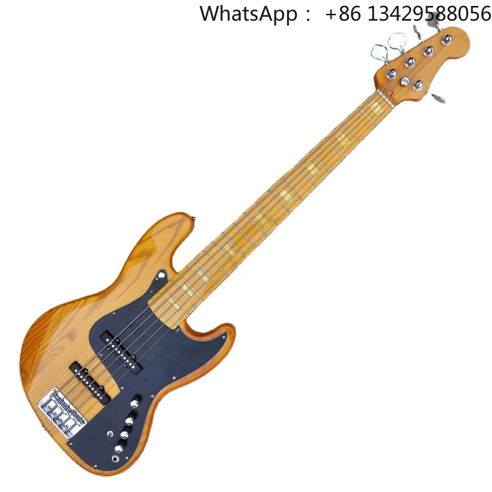 Flyoung Cheap Electric Bass Guitar 5 Strings Ash Bass Maple Fretboard Bass