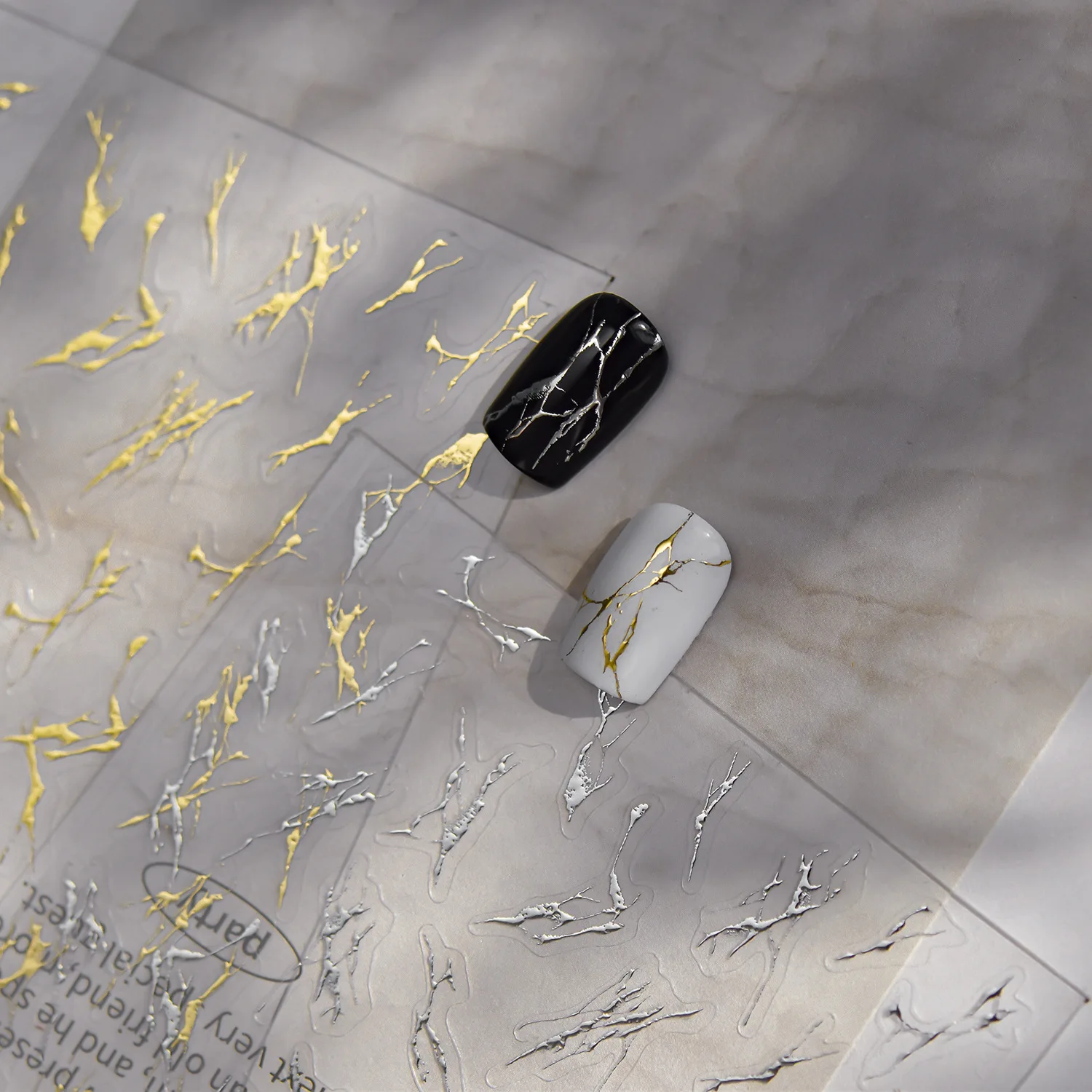 5D Hot Stamping Nail Stickers Exquisite Gold Silvers Marble Patterned Nail Art Accessories Sticker DIY Self Adhesive Nail Decals