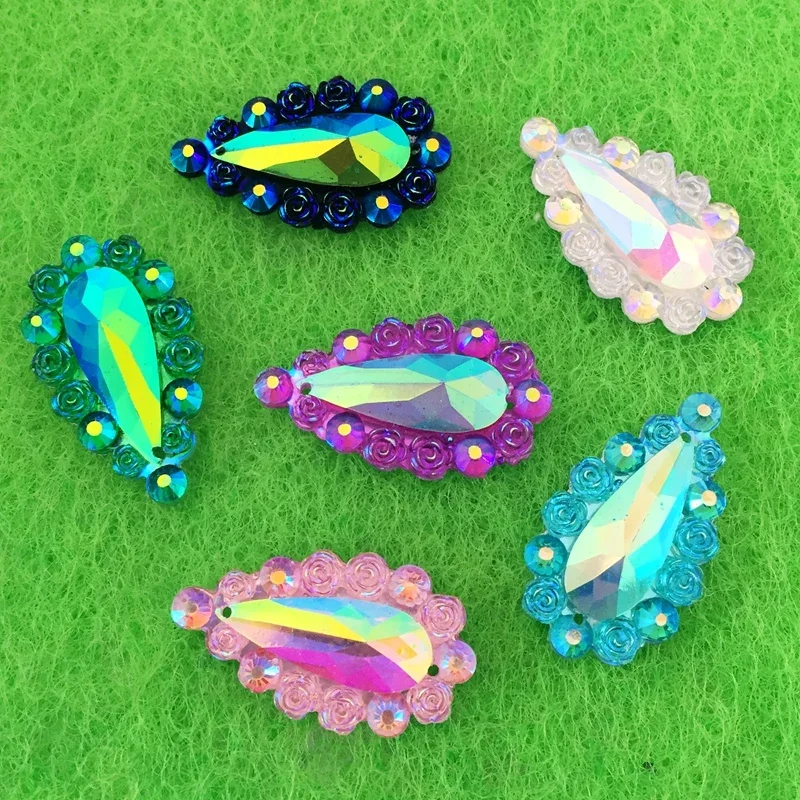 16*28mm 30pcs Crystals Water drop Flatback Resin Rhinestones Stone Beads Scrapbooking crafts Jewelry Accessories -B59