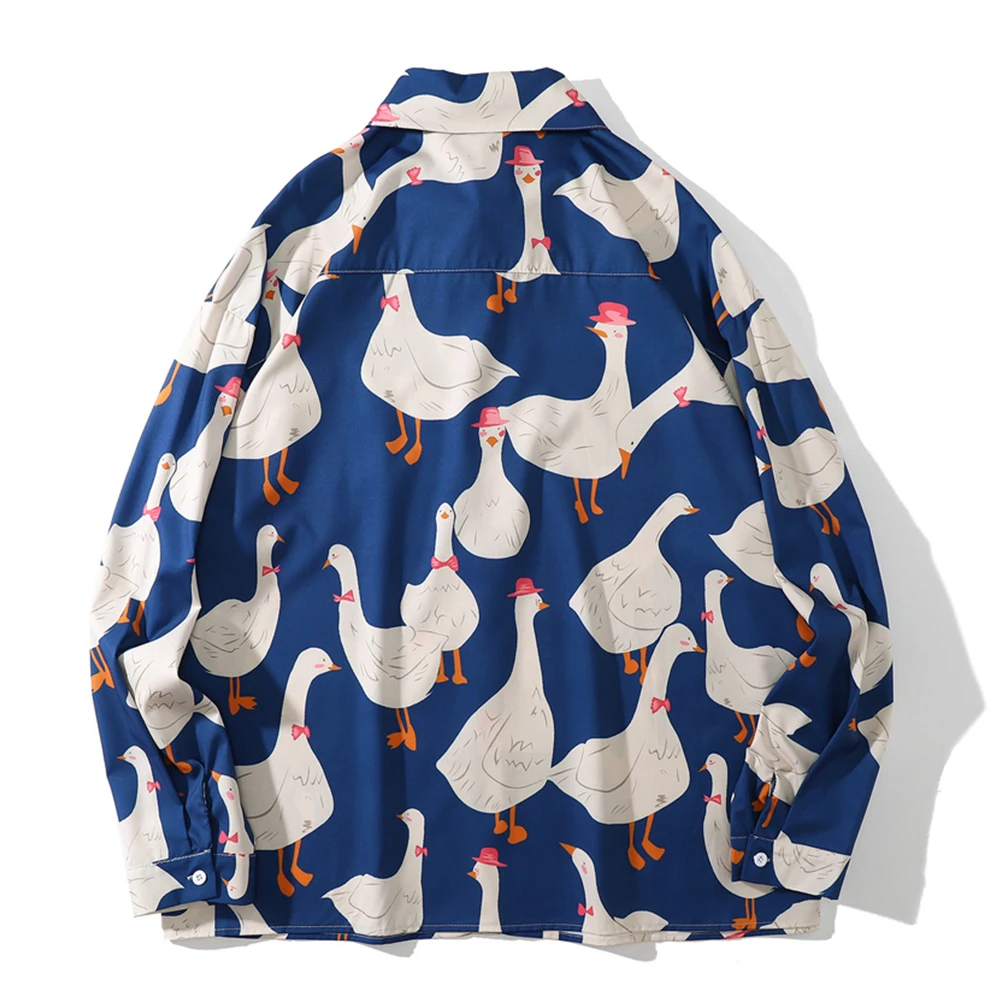 Camisa havaiana masculina estampada escuro, manga longa, gola virada para baixo