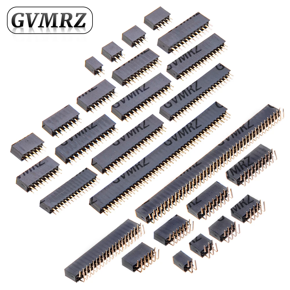 2.54mm Double Row Female 2~40P PCB Board  Straight/bend Pin Header socket Connector Pinheader  2 * 3/4/5/6/7