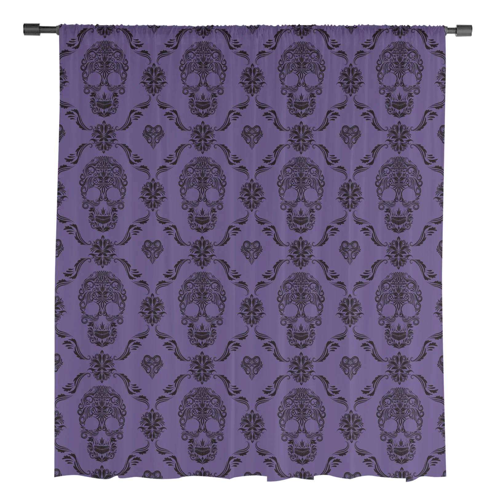 Skull Purple Sheer Curtains for Living Room Decoration Window Curtains for Kitchen Tulle Voile Organza Curtains