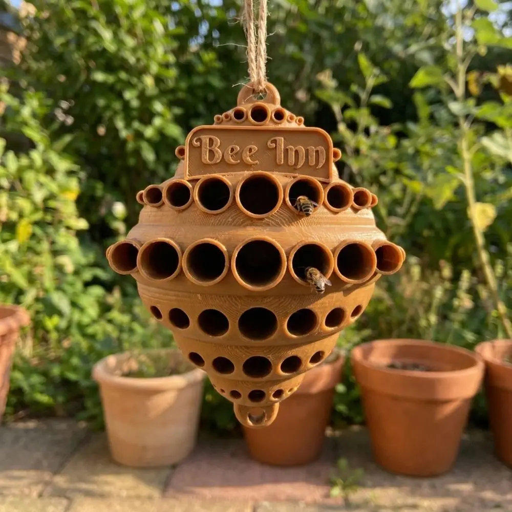 3D Printed Garden Bee Insect House Plastic Bee-Hive Shaped Outdoor Bee Hotel Multi Holes Weather-Resistant Bee Insect Nest