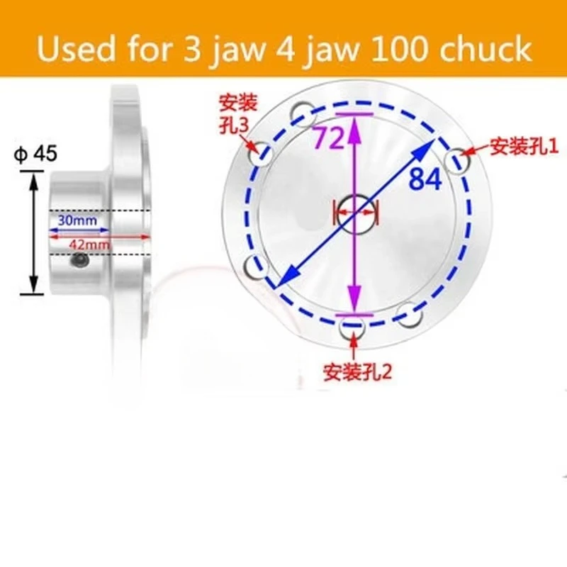 12mm-24mm Hole Flange Coupling Motor Shaft Coupler Connector K11 K12 K72-80/100/125 Three Jaw Lathe Chuck