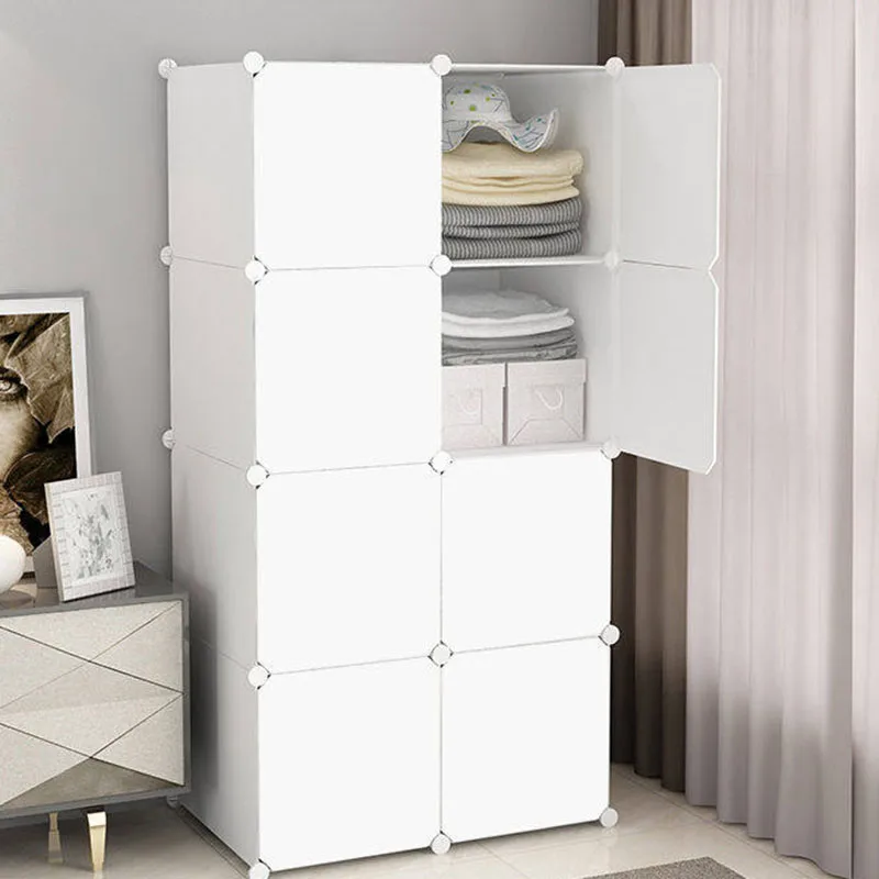 @9Modern Plastic Wardrobe Display Open Cabinet Clothes Partitions Bedroom Organizer Wardrobe Storage