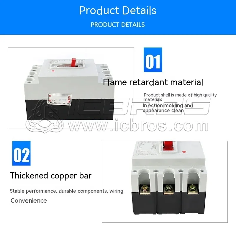 Molded Case DZ10-100 DZ10-330 Three-phase Three Wire 380V Air Switch Silver Point Circuit Breaker 32A 60A 80A 100A 250A 600A